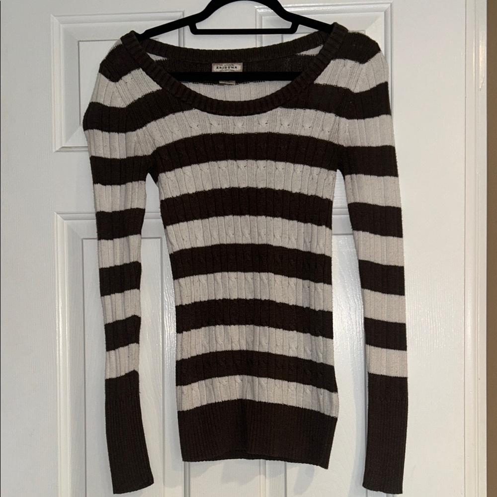 Arizona Brown and Cream Striped Sweater
